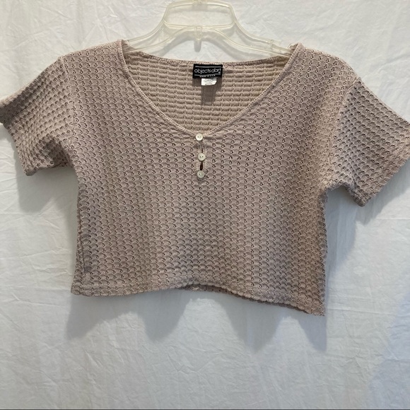 Crop knitted short sleeve top - Picture 1 of 5